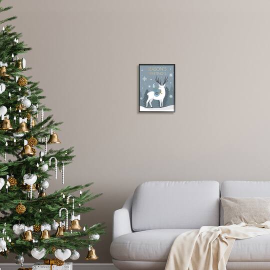 Stupell Industries Season's Greetings Holiday Reindeer Framed Giclee Art
